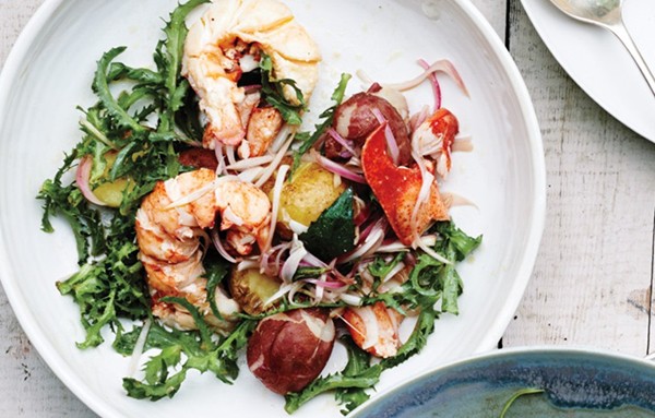 Lobster salad with new potatoes and pickled onion