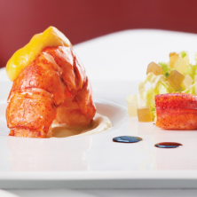 Lobster with apple, black olive & carrot/lobster sabayon