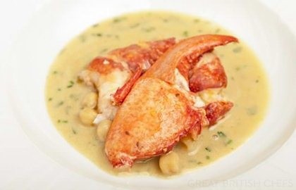 Lobster with chickpea and coriander sauce