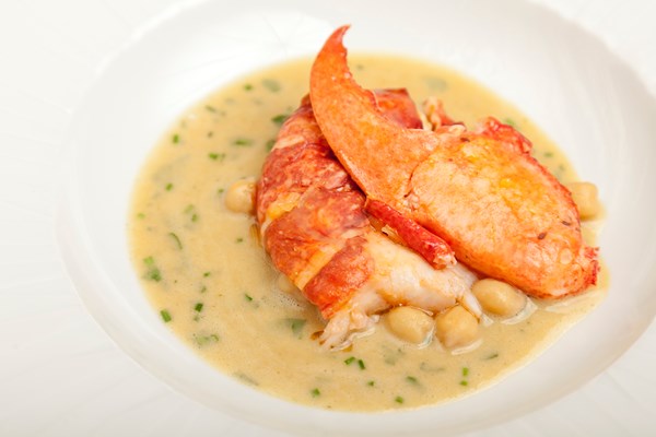 Lobster with chickpea, coriander and olive oil sauce