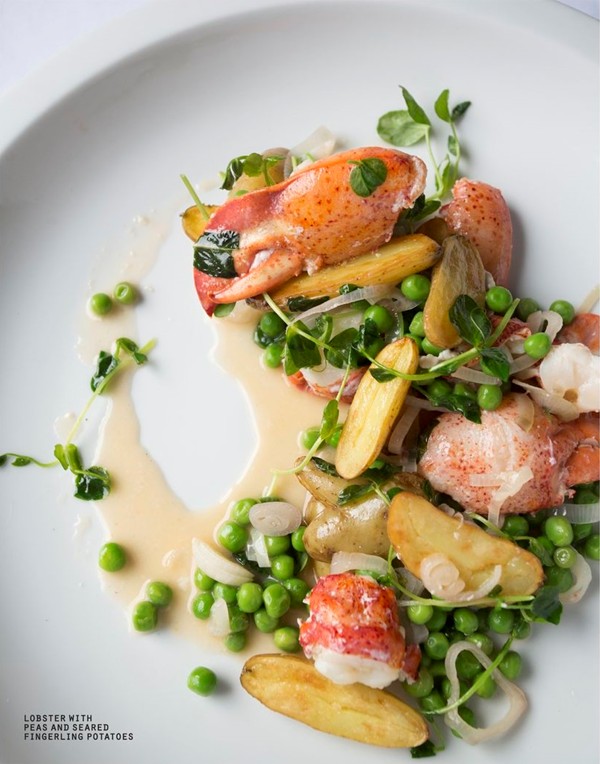 Lobster with peas and seared fingerling potatoes