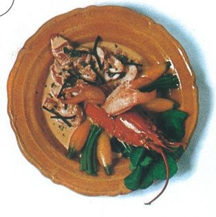 Lobster with truffle, tomato, and basil sauce (Homard aux truffes à la tomate fraîche et au basilic)