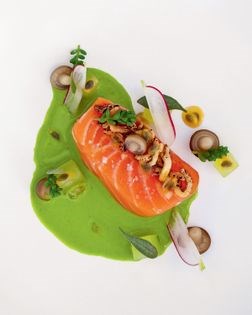 Loch Duart salmon/pickled vegetables/oyster/miso