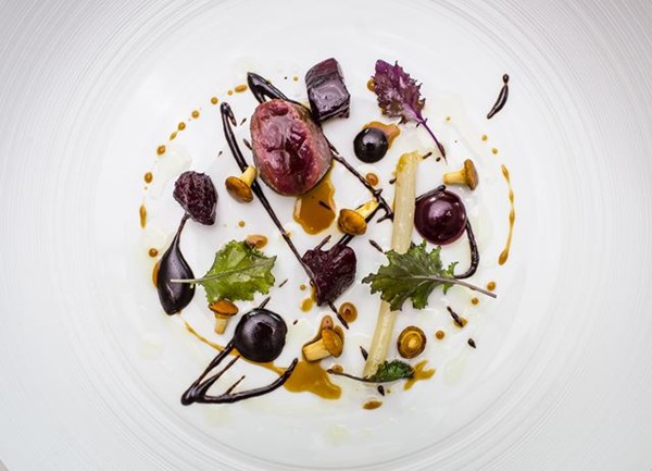 Loin of Yorkshire roe deer, beetroot, black pudding, kale and salsify