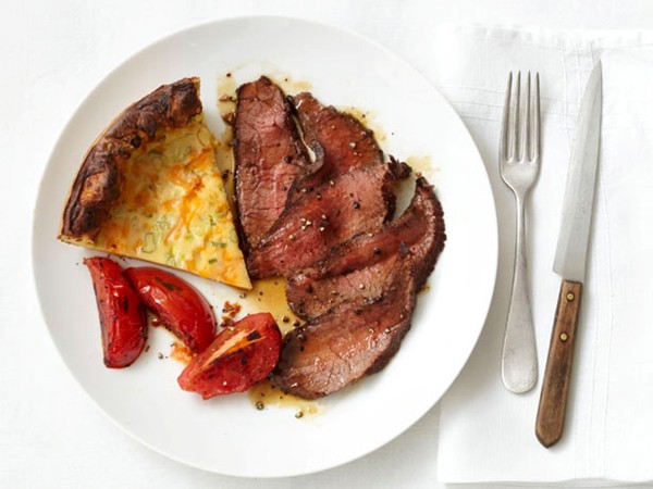 London broil with cheesy Yorkshire pudding