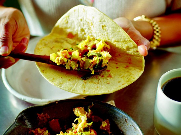 Lone star breakfast taco from 'Tacolicious' (Cook the Book)