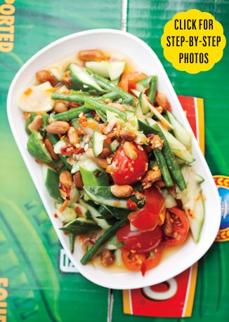 Long bean, cucumber, and tomato salad