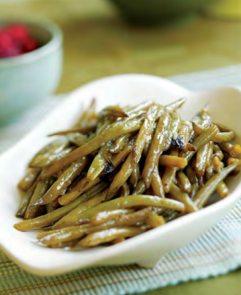 Long-cooked green beans with oregano