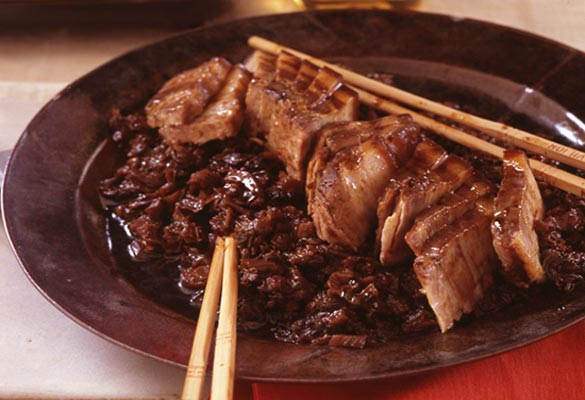Long-cooked pork belly with preserved mustard