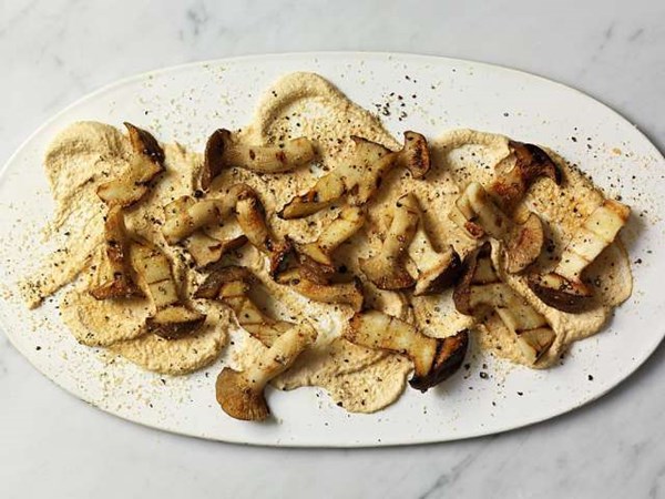 Lord Stanley’s grilled king trumpet mushrooms with almond dip