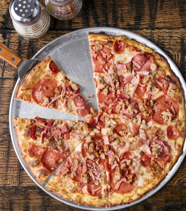 Lots of meat pizza