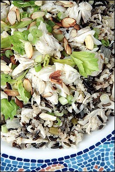 Louisiana popcorn rice with crabmeat, almonds and lemon