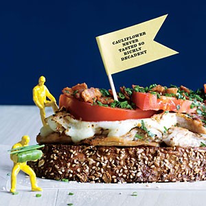 Louisville Hot Browns with cauliflower Mornay