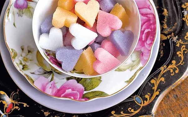 Love heart sugar cubes