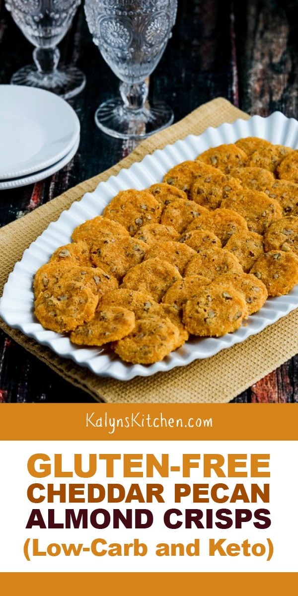 Low-carb and gluten-free cheddar pecan almond crisps