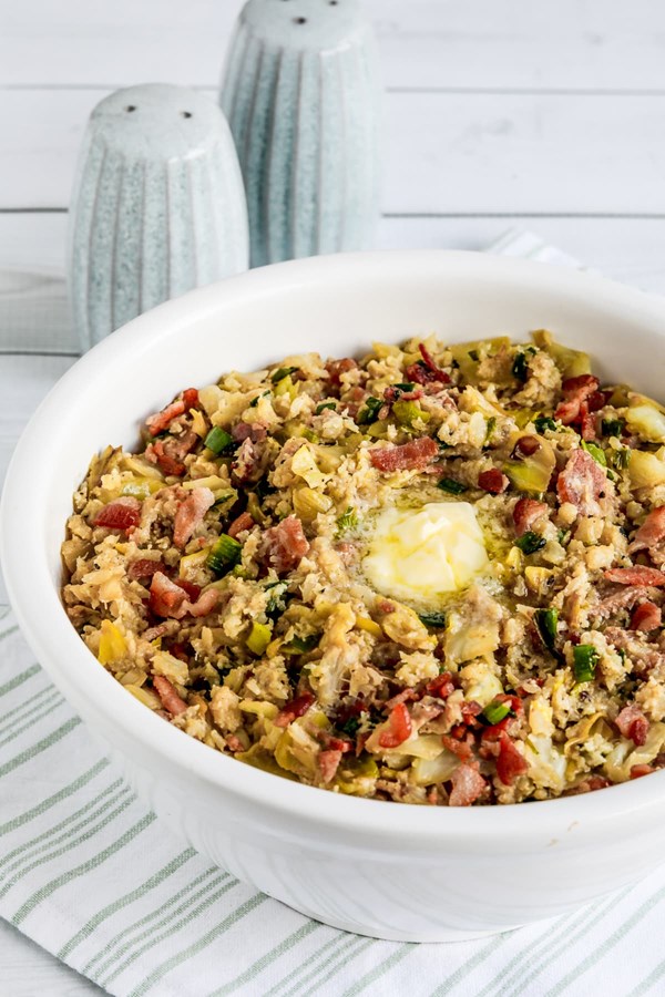 Low-carb colcannon with bacon