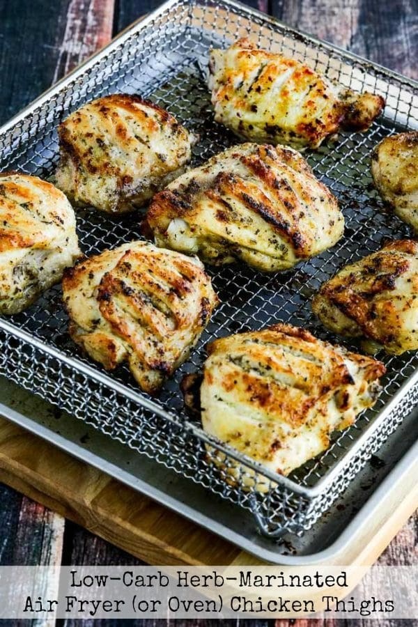 Low-carb herb-marinated air fryer (or oven) chicken thighs