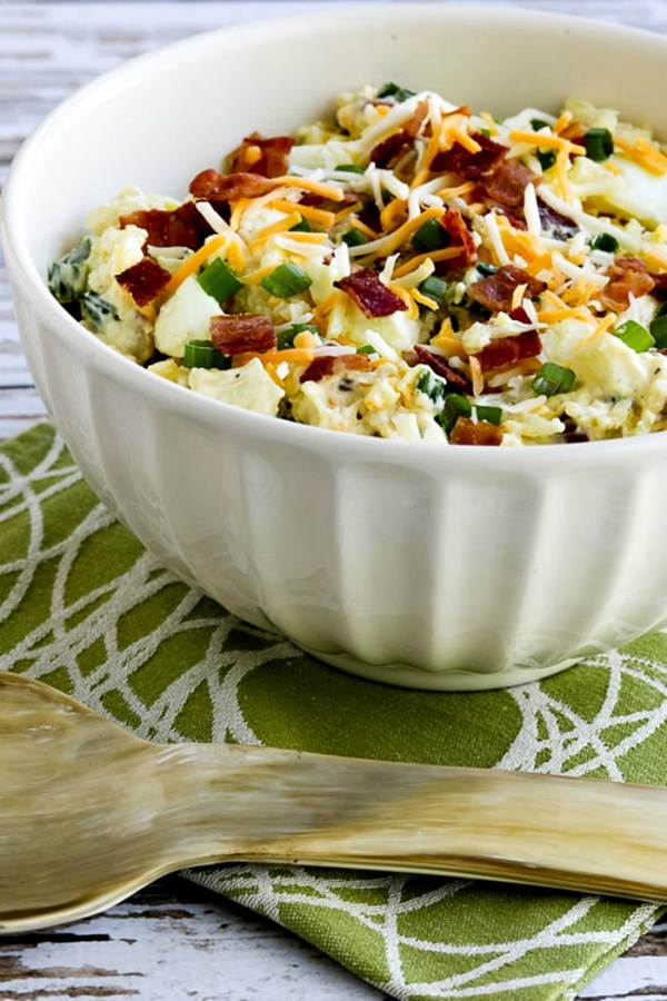 Low-carb loaded cauliflower mock potato salad