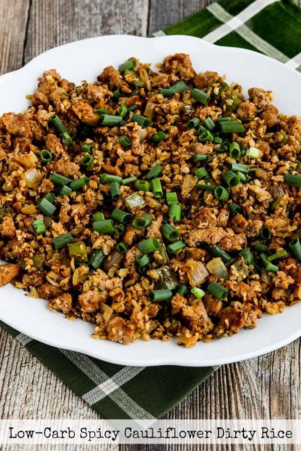 Low carb spicy cauliflower dirty rice