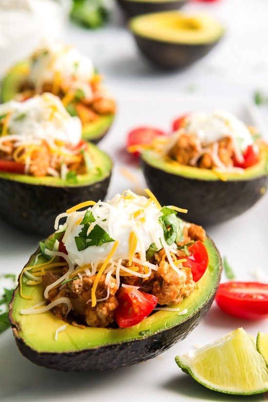 Low-carb turkey taco stuffed avocados