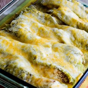 Low-carb twice-cooked chicken with green chiles and cheese