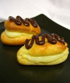Low fat vanilla pastry cream and mini eclairs