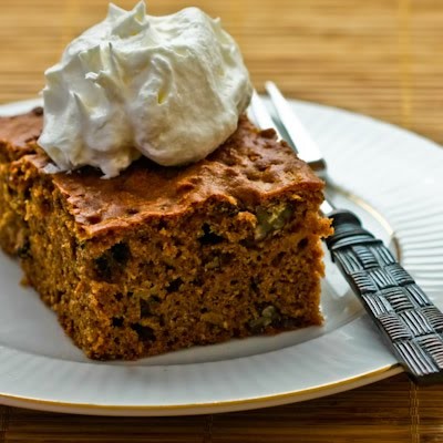 Low sugar and whole wheat apple-pear cake with cinnamon and pecans