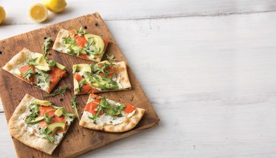 Lox and cream cheese pizza