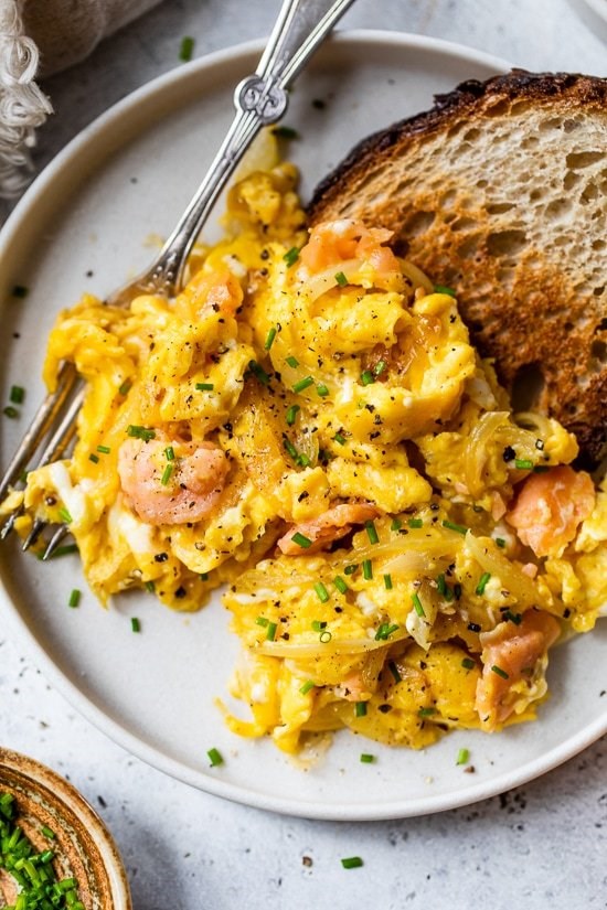 Lox and eggs with onions