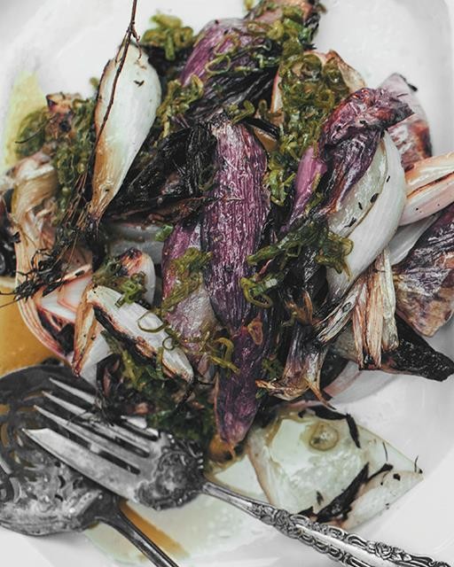 Lula Café's charred onions with vinaigrette