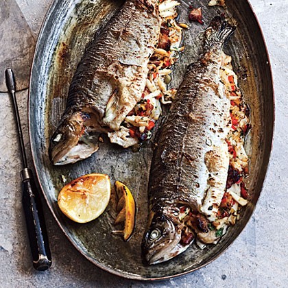 Lump crab-stuffed trout