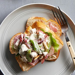 Lunchtime chicken salad with rhubarb