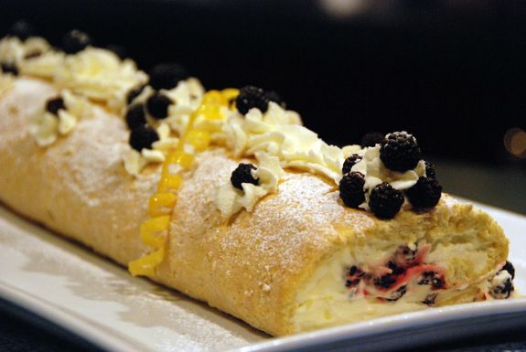 Luscious lemon cream roll with summer berries 