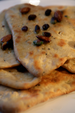 Luxurious naan stuffed with nuts and raisins (Peshawari naan)