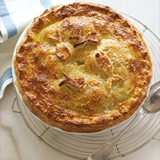 Luxury seafood pie with a Parmesan crust
