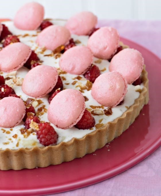 Lychee and raspberry tart