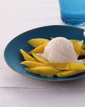 Lychee coconut sorbet with mango and lime
