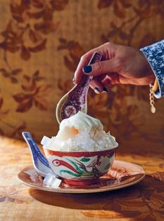 Lychee plum wine shaved ice