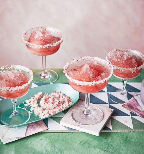 Lychee, strawberry and rose frosé