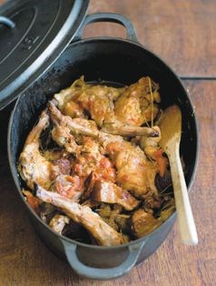 Lyonnaise-style roast rabbit (Lapin rôti à la Lyonnaise)