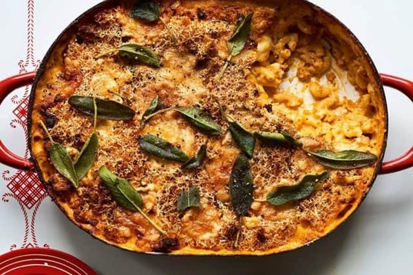 Mac & cheese with crunchy sage breadcrumb topping