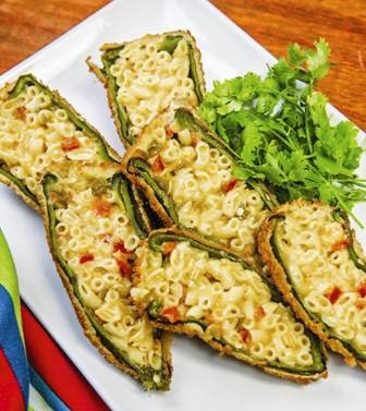 Mac and cheese chile rellenos