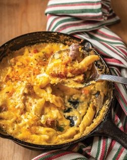 Mac ’n’ cheese with chorizo, tomatoes, and adobo sauce