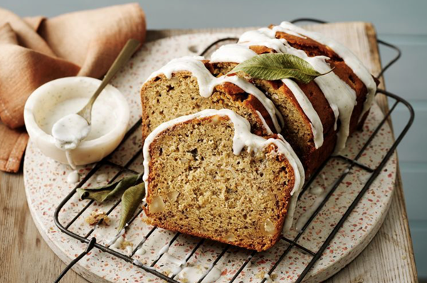 Macadamia banana bread with lemon myrtle drizzle