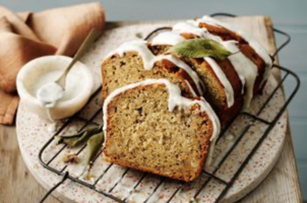 Macadamia banana bread with lemon myrtle drizzle