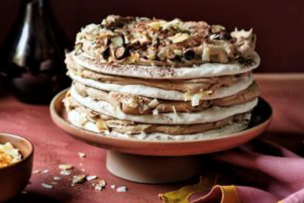 Macadamia, chocolate and coconut Pavlova