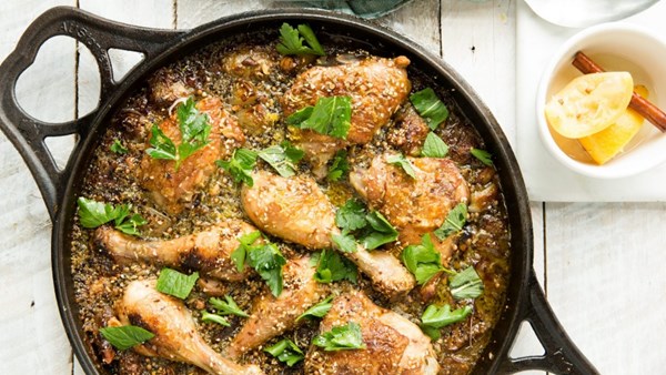 Macadamia dukkah chicken with preserved lemon