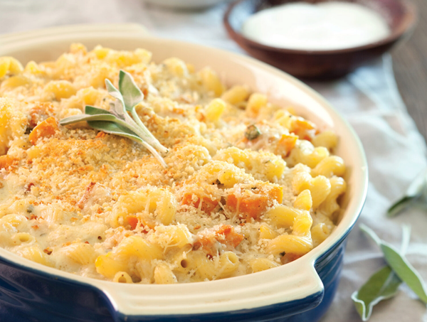 Macaroni and cheese with butternut squash and sage