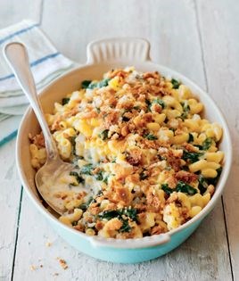 Macaroni and cheese with chard and sage bread crumbs