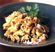 Macaroni with Moroccan-spiced butter and shredded goat or sheep cheese